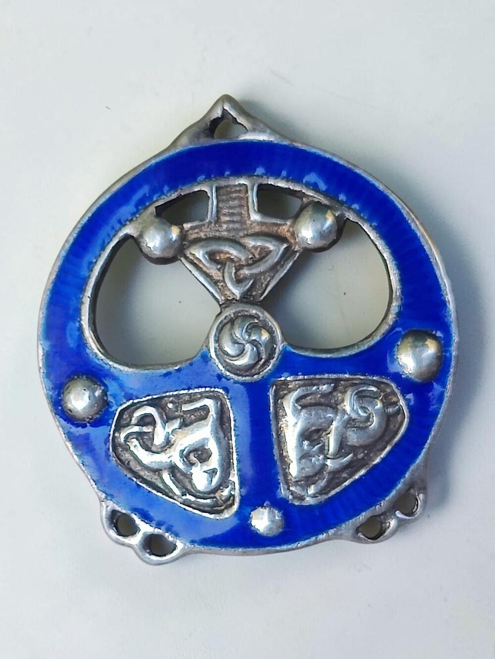 Vintage Sterling Signed Enameled Celtic Brooch
